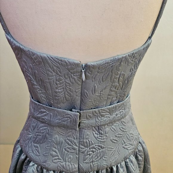 Wonderful MONIQUE LHUILLIER Light Blue Silk Brocade Beaded Formal Dress 4 XS S - Picture 10 of 14